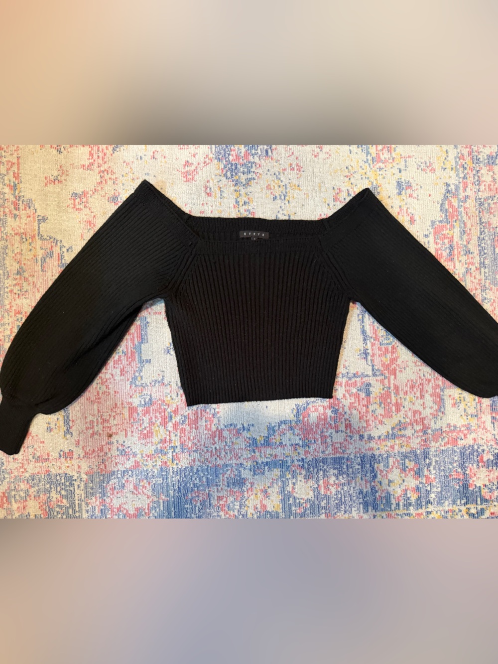 Black Ribbed Off the Shoulder Sweater